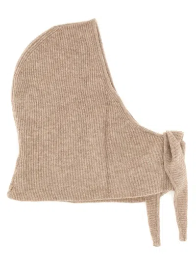Ganni Balaclava In Beige Wool Blend