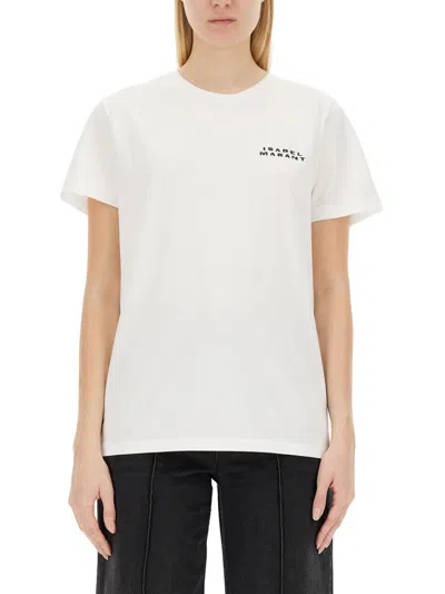 Isabel Marant White Embroidered Logo T-shirt In White