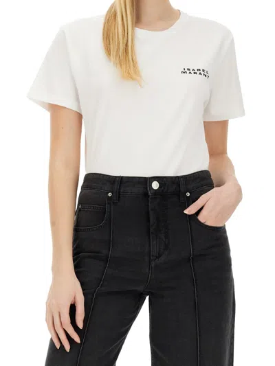 Isabel Marant White Embroidered Logo T-shirt In White