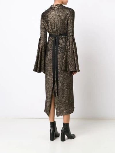Shop Ellery Bell Sleeve Metallic Dress In Black