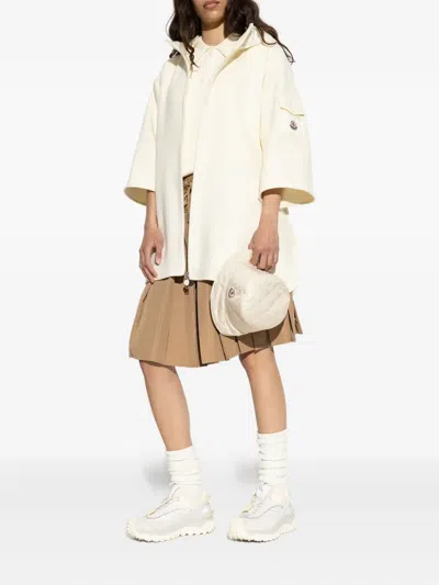 Moncler Virgin Wool Blend Cape In Neutral