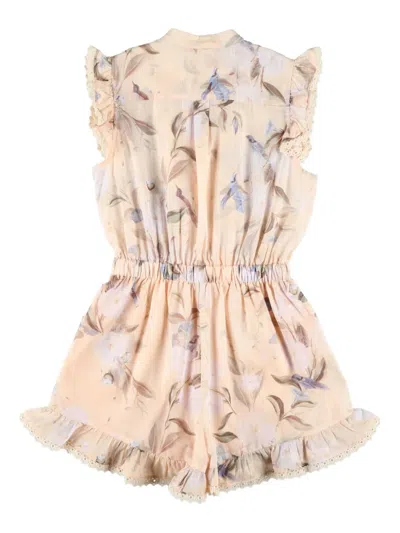 Zimmermann Kid - Cascadian Frill Playsuit In Pink