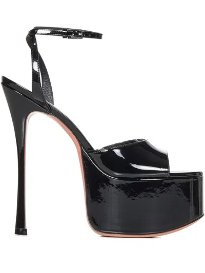 Amina Muaddi Aya 155 Patent Leather Platform Sandals In Black