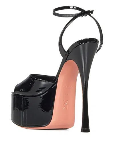Amina Muaddi Aya 155 Patent Leather Platform Sandals In Black