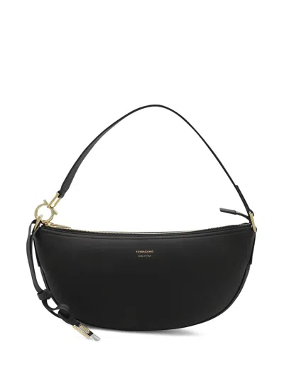 Ferragamo Black Leather Hobo Xs Crossbody Bag