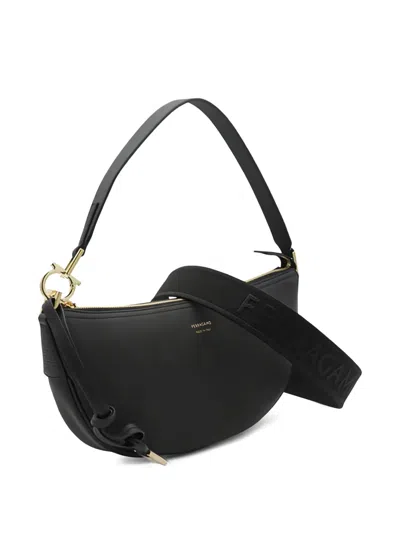Ferragamo Black Leather Hobo Xs Crossbody Bag