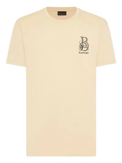 Billionaire Logo-embroidered T-shirt In Yellow