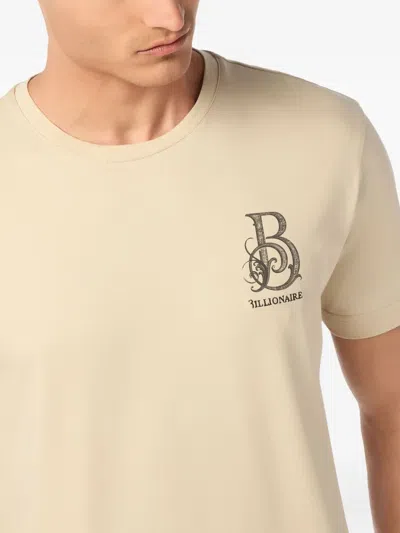 Billionaire Logo-embroidered T-shirt In Yellow