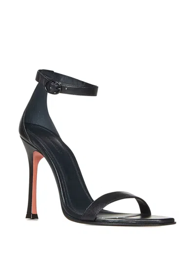 Amina Muaddi Nappa Leather Sandals With Delicate Ankle Strap In Black