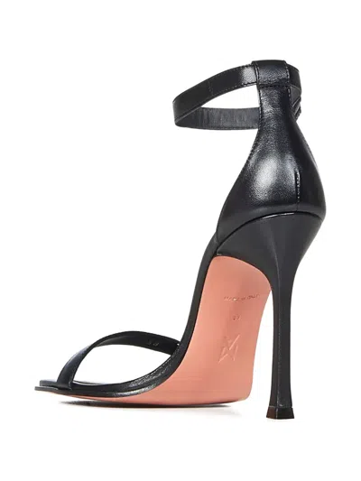 Amina Muaddi Nappa Leather Sandals With Delicate Ankle Strap In Black