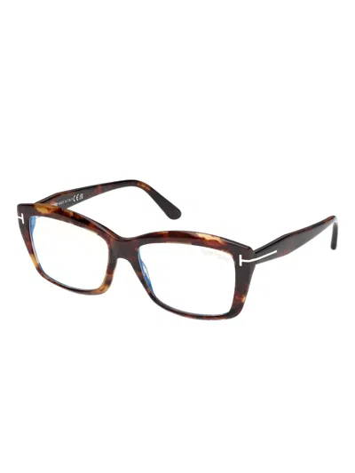 Tom Ford Eyewear Rectangular Frame Glasses In Brown