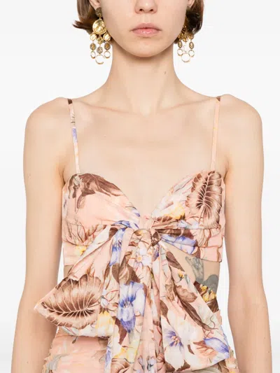 Zimmermann Coco Bow Front Mini Dress In Pink