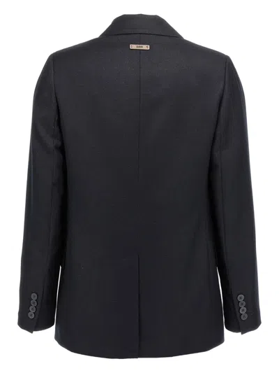 Peserico Shiny Blazer With Lapel And Pockets In Black