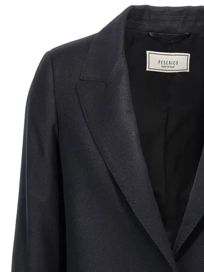 Peserico Shiny Blazer With Lapel And Pockets In Black