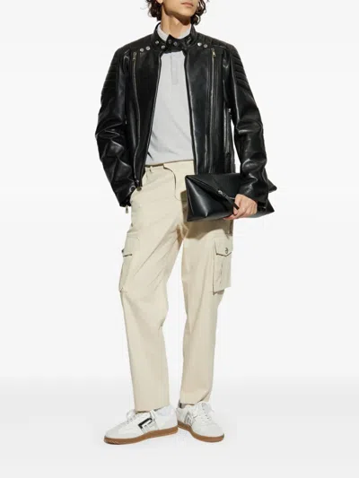 Balmain Embroidered Monogram Polo T-shirt In Gray