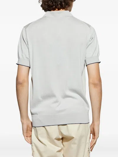 Balmain Embroidered Monogram Polo T-shirt In Gray