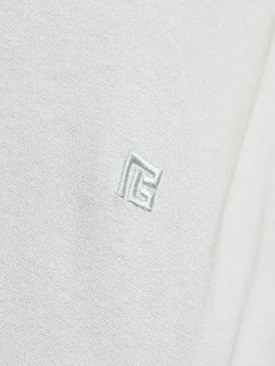 Balmain Embroidered Monogram Polo T-shirt In Gray