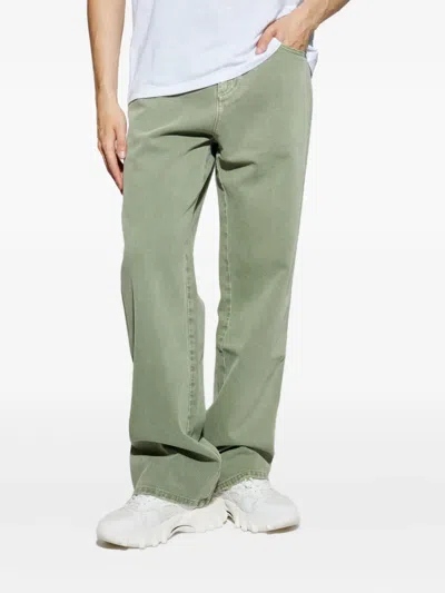 Balmain Logo-engraved-button Jeans In Green