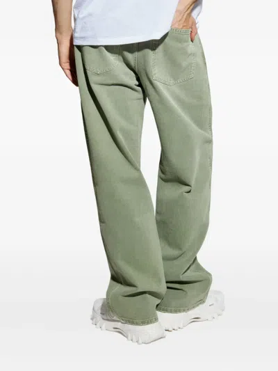 Balmain Logo-engraved-button Jeans In Green