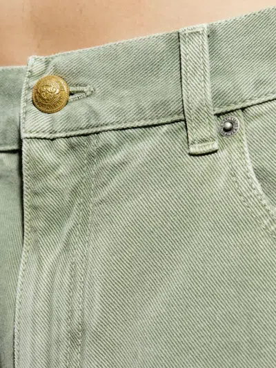Balmain Logo-engraved-button Jeans In Green