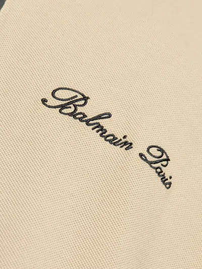 Balmain Embroidered Logo Polo Shirt In Brown