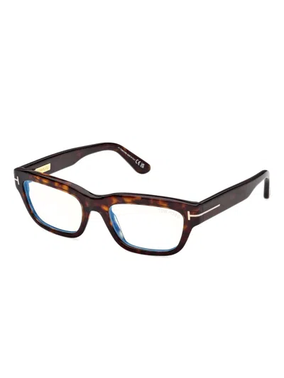 Tom Ford Tortoiseshell Rectangular Glasses In Brown