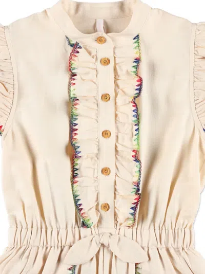 Zimmermann Kid - Lucky Frill Playsuit In Neutral