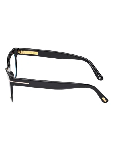 Tom Ford Blue Blocking Acetate Square Glasses With Clip-on Sun Lenses In Black