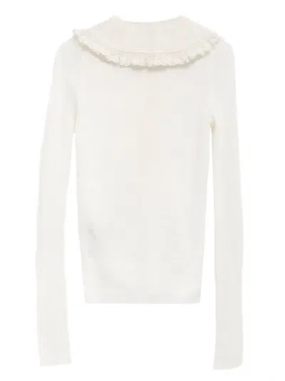 Chloé White Henley Shirt In Wool Knit