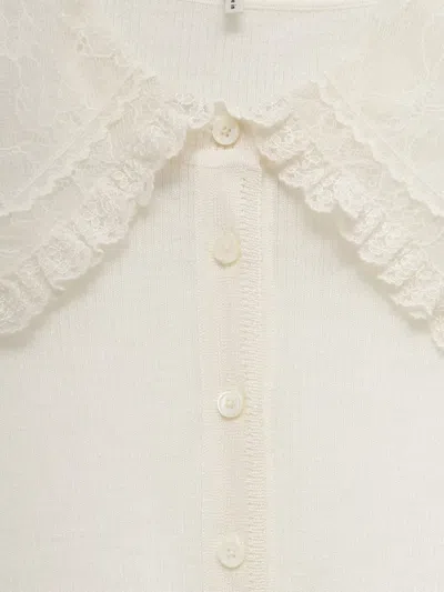 Chloé White Henley Shirt In Wool Knit