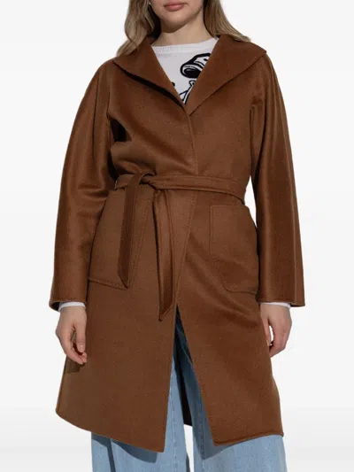 Max Mara Lilia Belted Cashmere Coat In Brown