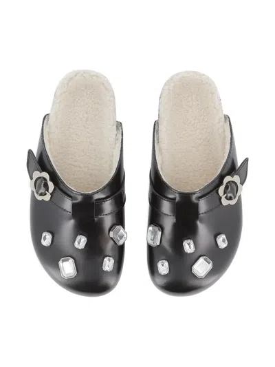 Marc Jacobs Floral-appliqué Clogs In Black
