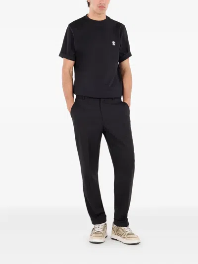 Roberto Cavalli T-shirt With Mirror Snake Monogram In Black