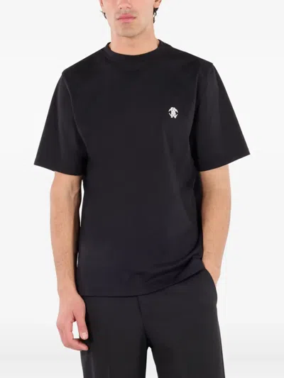 Roberto Cavalli T-shirt With Mirror Snake Monogram In Black
