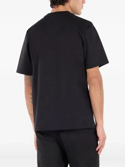 Roberto Cavalli T-shirt With Mirror Snake Monogram In Black