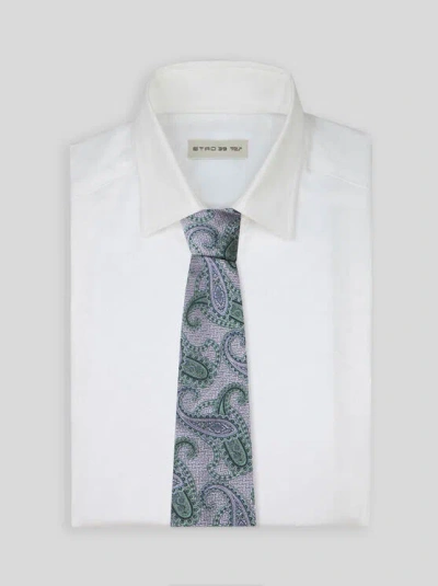 Etro Paisley-pattern Silk Tie In Green
