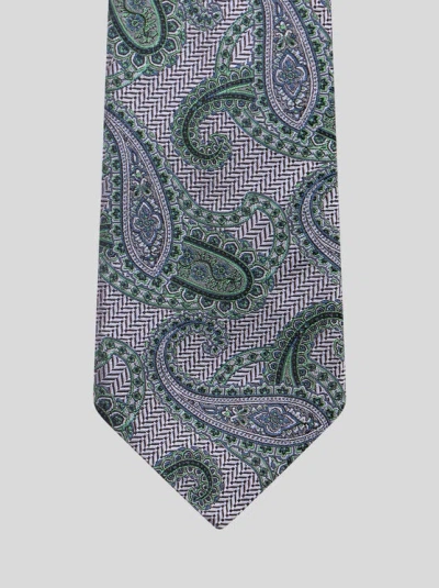 Etro Paisley-pattern Silk Tie In Green