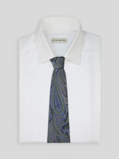 Etro Paisley Pattern Tie In Gray
