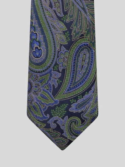 Etro Paisley Pattern Tie In Gray