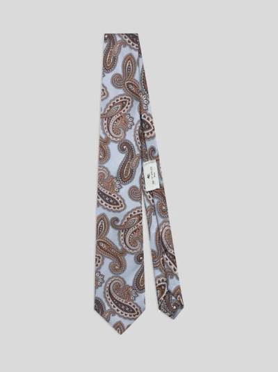 Etro Paisley Jacquard Silk Tie In Gray