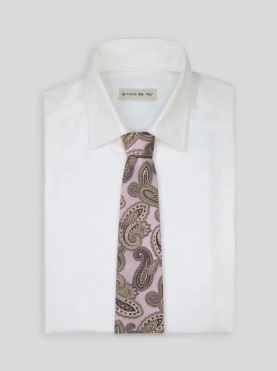 Etro Paisley Silk Jacquard Tie In Brown