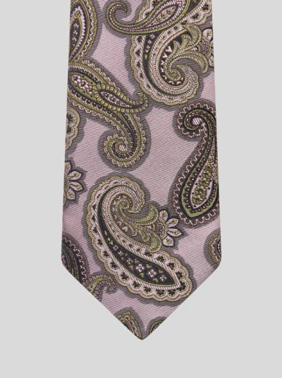 Etro Paisley Silk Jacquard Tie In Brown