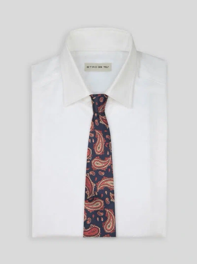 Etro , Paisley Silk Jacquard Tie, Man, Blue In Brown