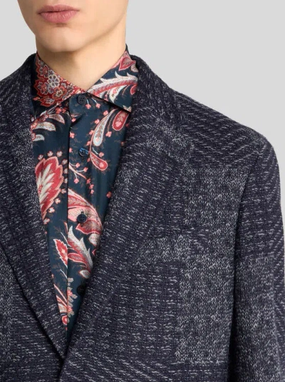 Etro Wool-blend Patchwork Blazer In Black