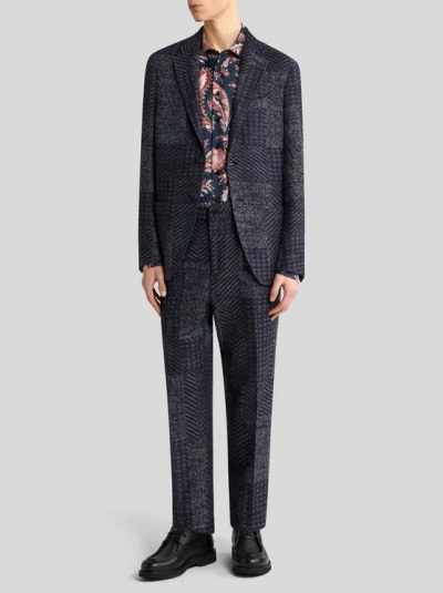 Etro Wool-blend Patchwork Blazer In Black