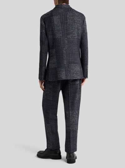 Etro Wool-blend Patchwork Blazer In Black