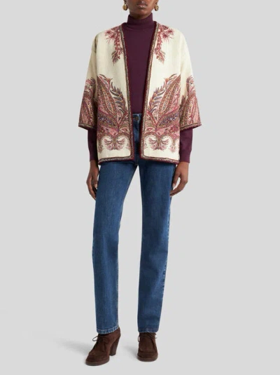 Etro Embroidered Paisley Trim Jacket In Neutral