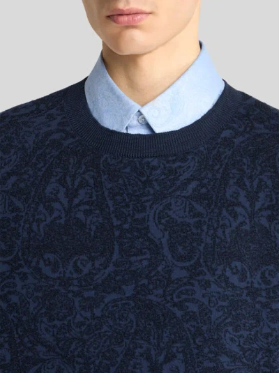 Etro Maglione In Misto Cotone Ricamato  Uomo In Black