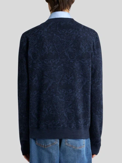 Etro Maglione In Misto Cotone Ricamato  Uomo In Black