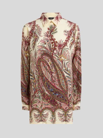 Etro Paisley Print Silk Shirt With Collared Neck In Multi